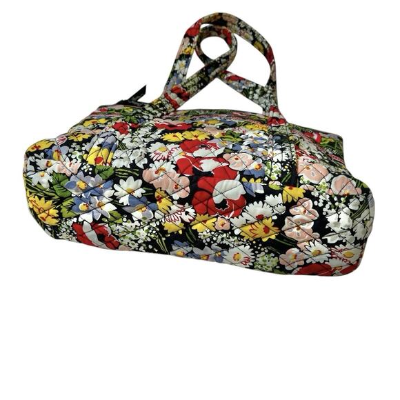 Vera Bradley Quilted Shoulder Bag Purse Poppy Fields Red Yellow Floral Zip Top - Picture 11 of 16